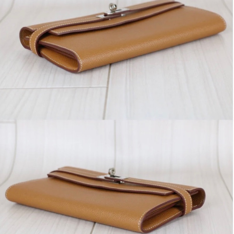 「JL精品代購」98新 Hermes 愛馬仕 Kelly 金棕銀扣-5