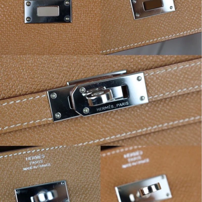 「JL精品代購」98新 Hermes 愛馬仕 Kelly 金棕銀扣-7