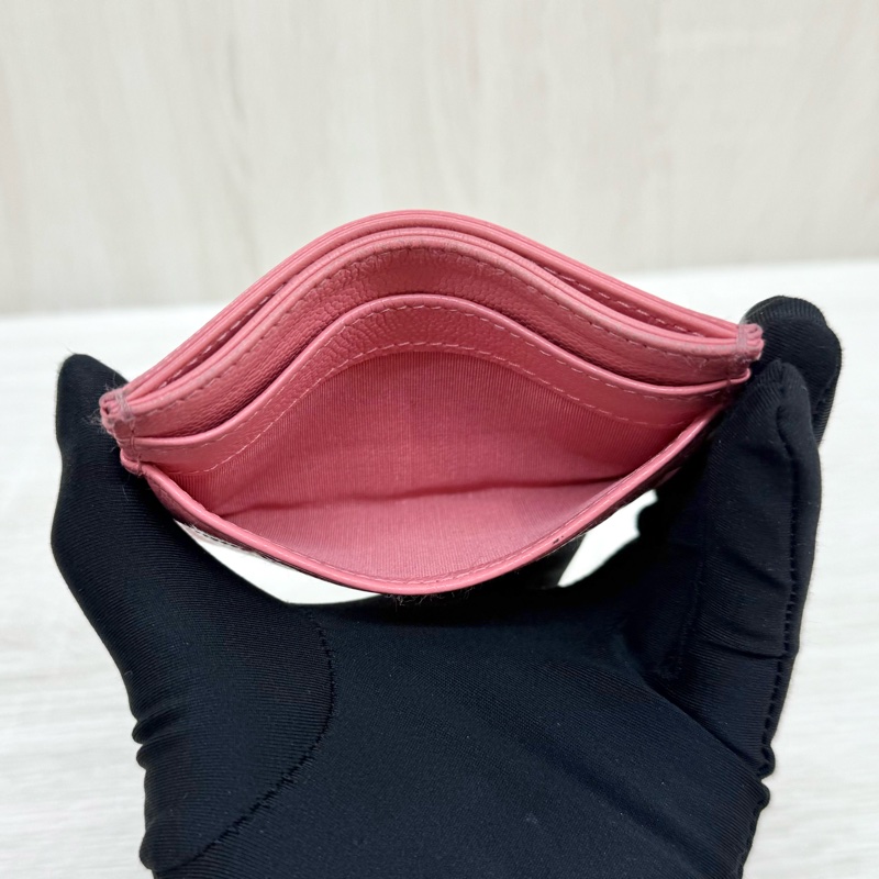 CHANEL粉色荔枝牛皮金釦卡片夾AP0213-11