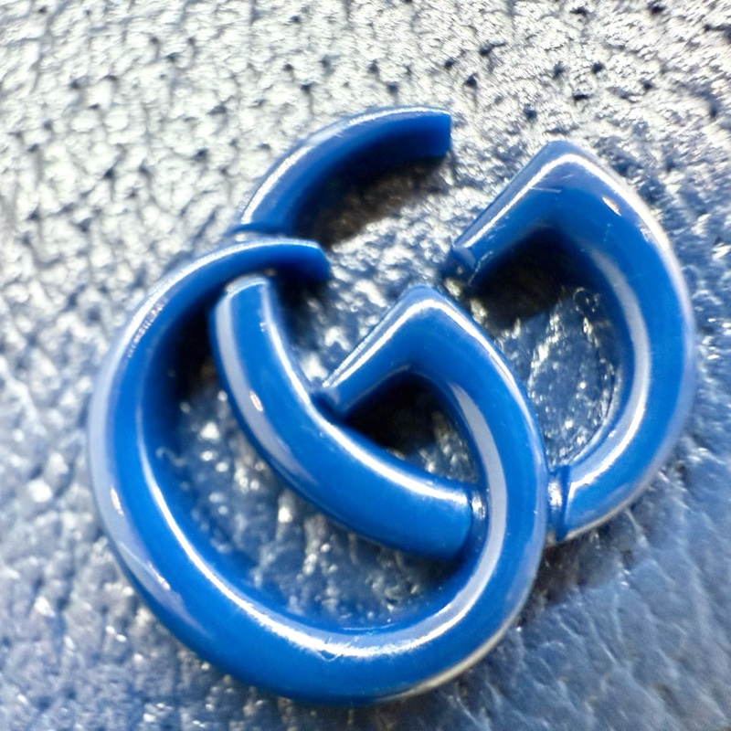 GUCCI深藍色牛皮藍GG一字拉零錢卡包722726-11