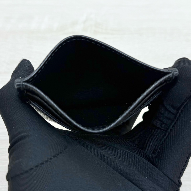 Gucci黑灰老花拼黑色皮革GG logo卡夾673002-10