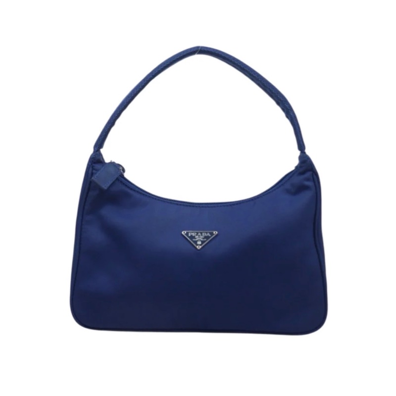 「JL精品代購」9新 Prada 深藍色 hobo腋下包-1