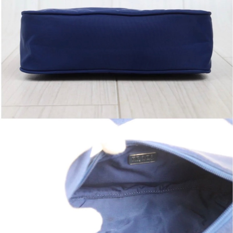 「JL精品代購」9新 Prada 深藍色 hobo腋下包-6