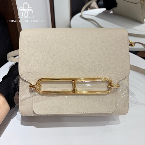 🌈Hermes🧡Roulis 23🌟奶昔白金扣🧡98.5新🌟Evercolor皮🌟愛馬仕🌟