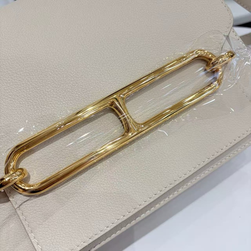 🌈Hermes🧡Roulis 23🌟奶昔白金扣🧡98.5新🌟Evercolor皮🌟愛馬仕🌟-1
