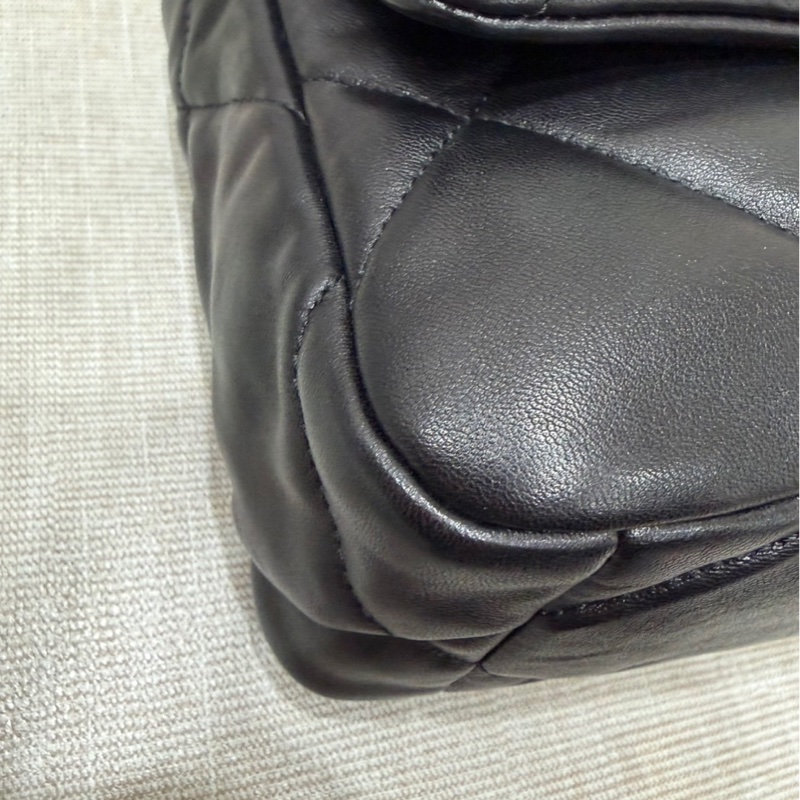 CHANEL 香奈兒 19系列 經典雙C LOGO菱格紋小羊皮三用金鍊包 黑色-10