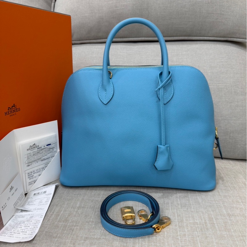 愛馬仕Hermes bolide 30 北方藍EP皮金釦 D刻-0