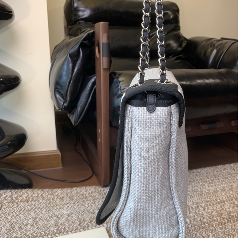 Chanel 香奈兒灰色字母沙灘包單肩斜挎包-2