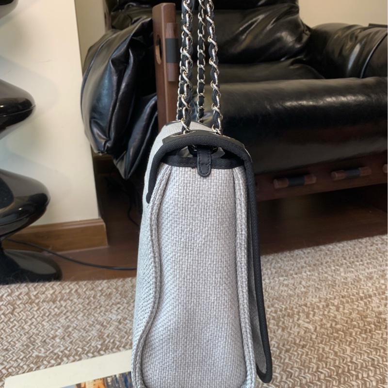 Chanel 香奈兒灰色字母沙灘包單肩斜挎包-3