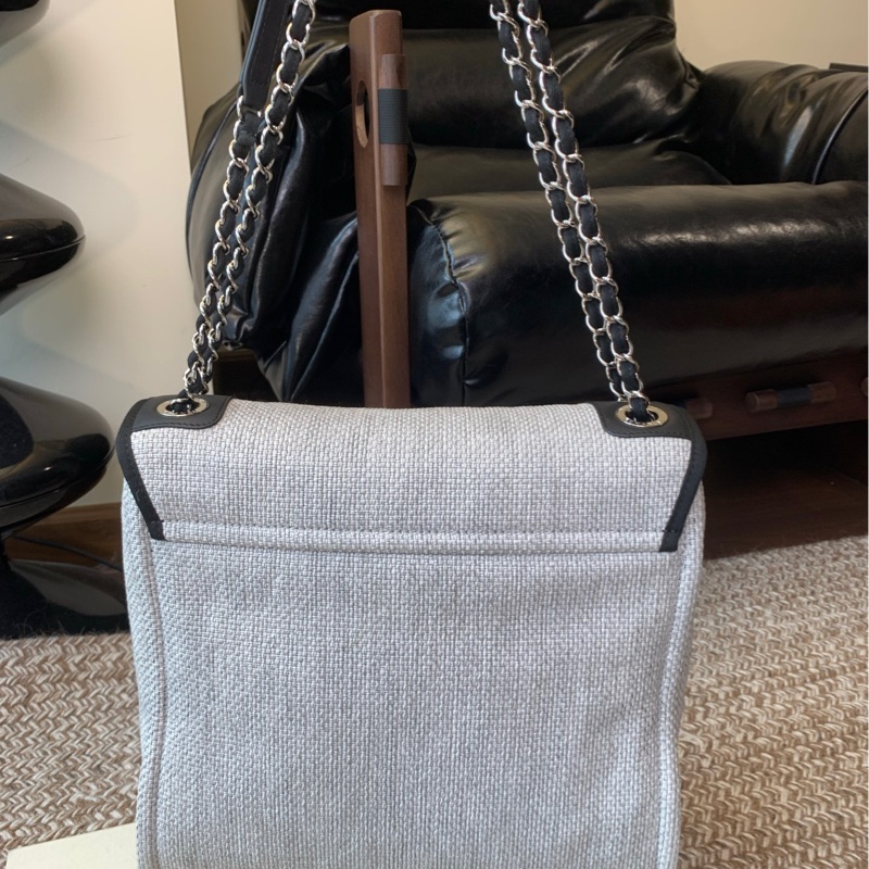 Chanel 香奈兒灰色字母沙灘包單肩斜挎包-4