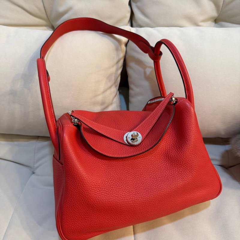 Hermes Lindy30 杜鵑紅 TC皮銀扣-0