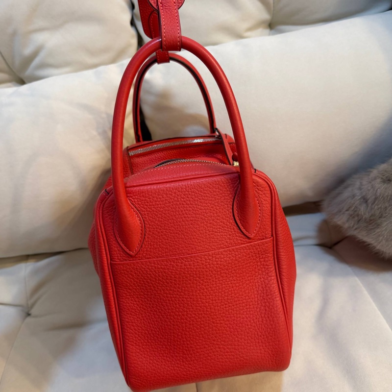 Hermes Lindy30 杜鵑紅 TC皮銀扣-1