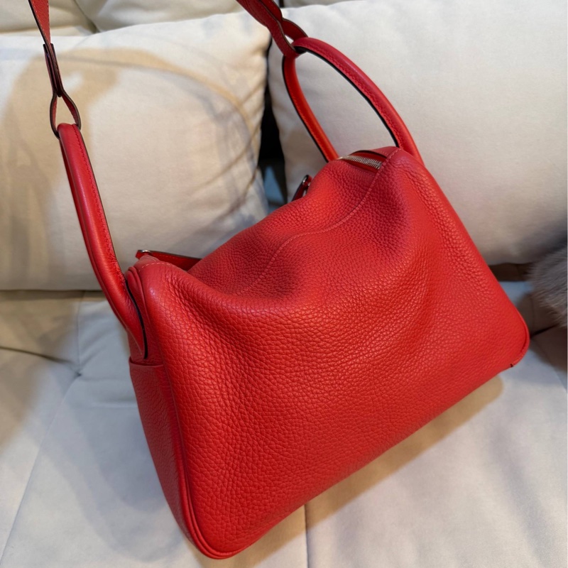 Hermes Lindy30 杜鵑紅 TC皮銀扣-2
