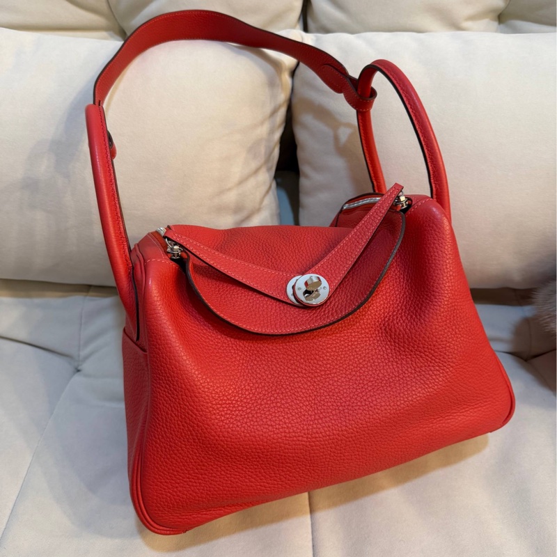 Hermes Lindy30 杜鵑紅 TC皮銀扣-5