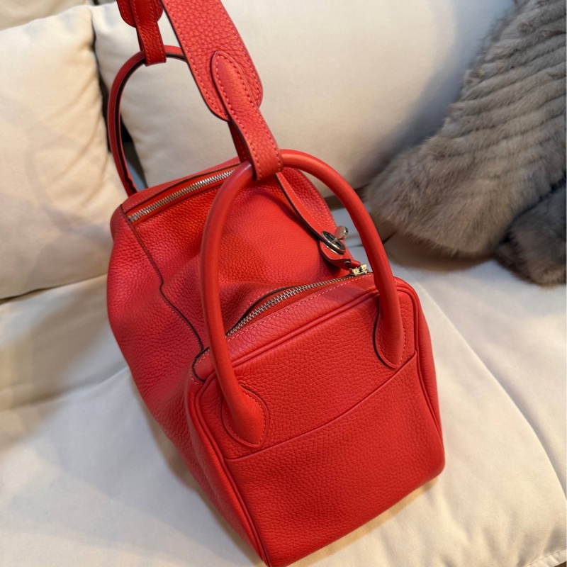 Hermes Lindy30 杜鵑紅 TC皮銀扣-9