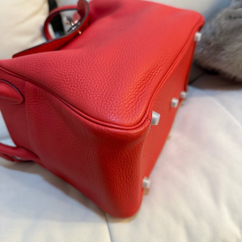 Hermes Lindy30 杜鵑紅 TC皮銀扣-10