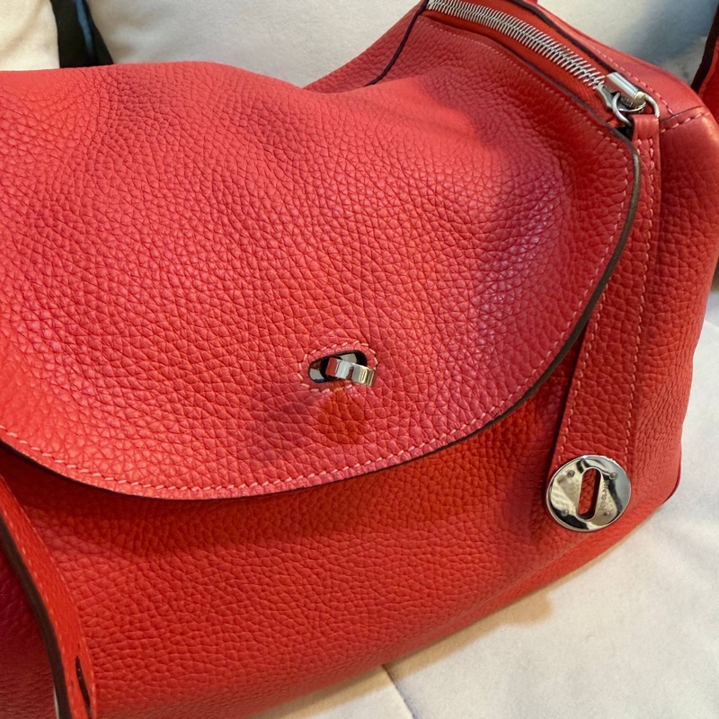 Hermes Lindy30 杜鵑紅 TC皮銀扣-12