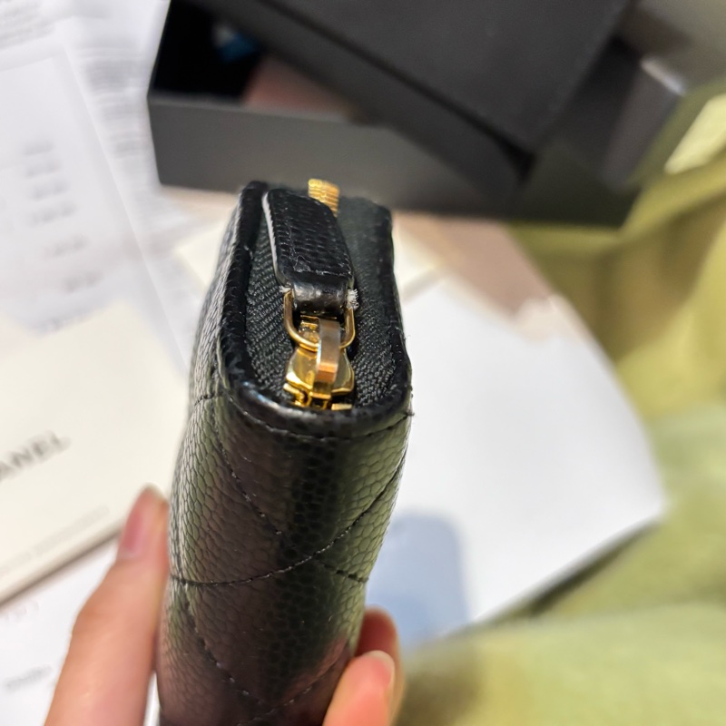 Chanel 黑色菱格紋拉鍊零錢包-2