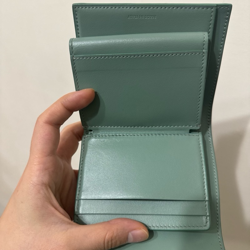 CELINE 藍色 三折短夾 使用幾次-3