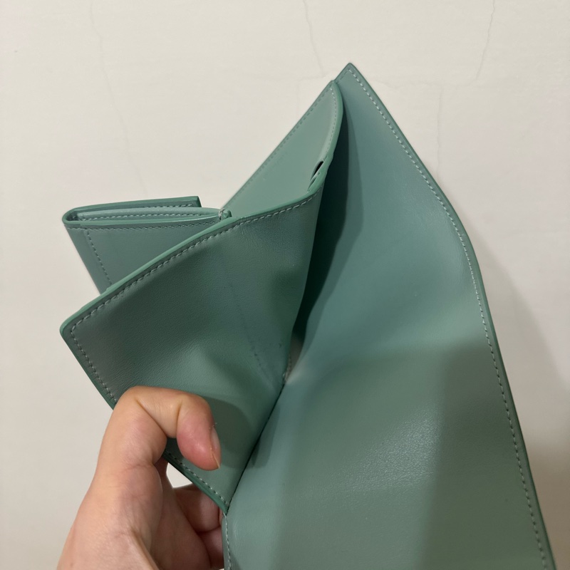 CELINE 藍色 三折短夾 使用幾次-9