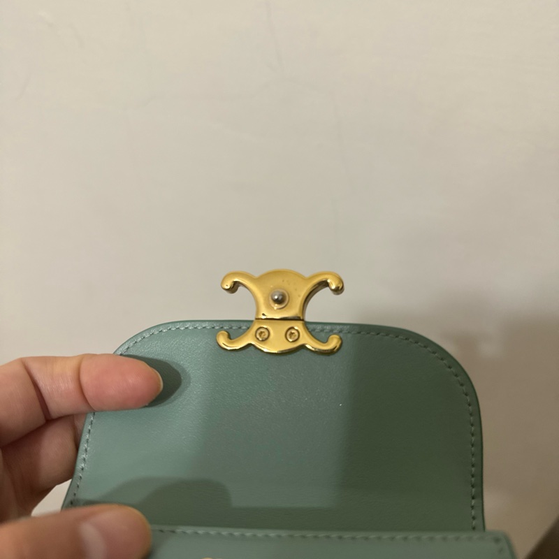 CELINE 藍色 三折短夾 使用幾次-13