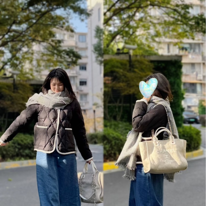 香奈兒CHANEL 經典Deauville帆布鏈帶托特包(米白)-1