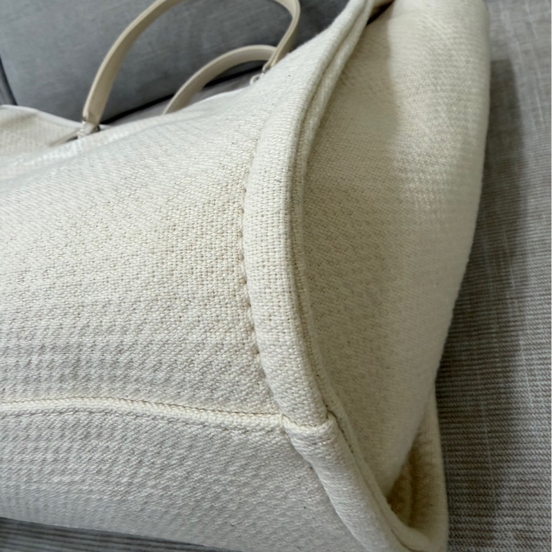 香奈兒CHANEL 經典Deauville帆布鏈帶托特包(米白)-9