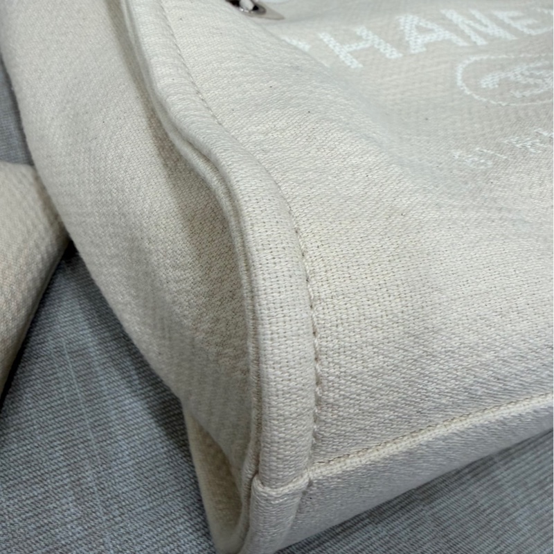 香奈兒CHANEL 經典Deauville帆布鏈帶托特包(米白)-10