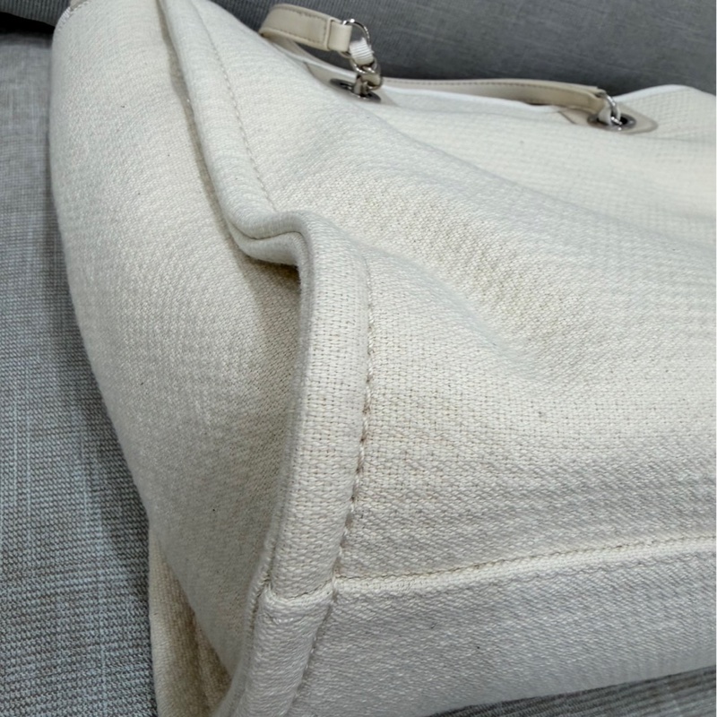 香奈兒CHANEL 經典Deauville帆布鏈帶托特包(米白)-12