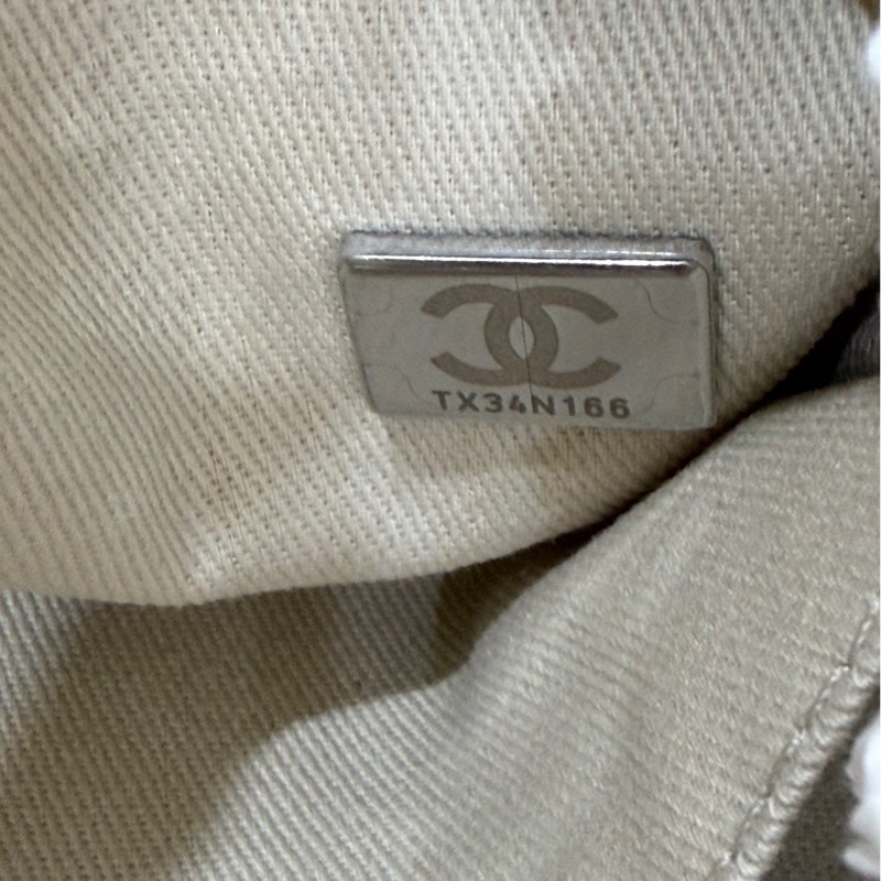 香奈兒CHANEL 經典Deauville帆布鏈帶托特包(米白)-19