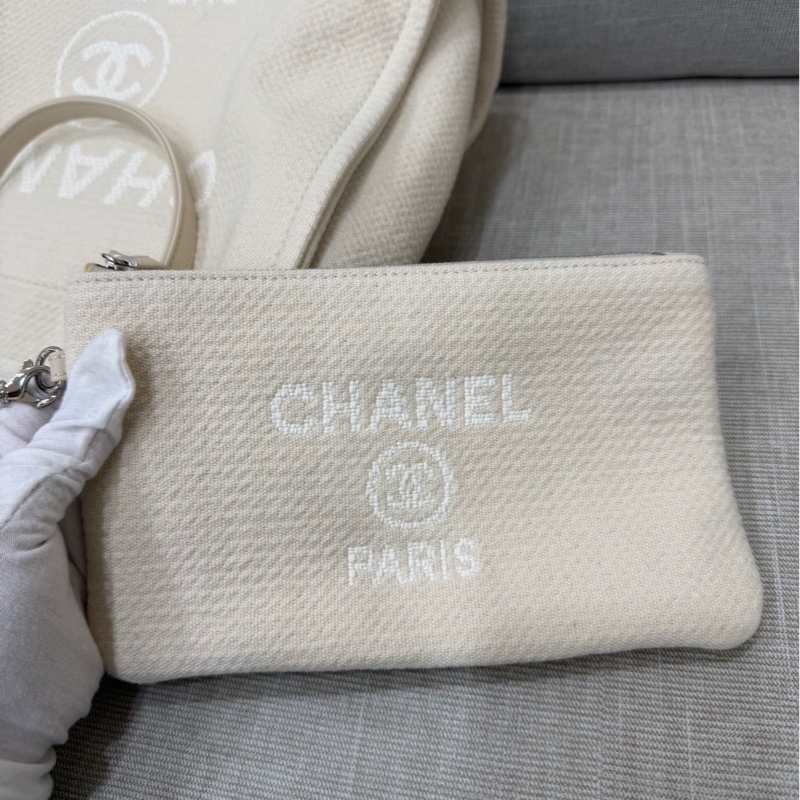 香奈兒CHANEL 經典Deauville帆布鏈帶托特包(米白)-24