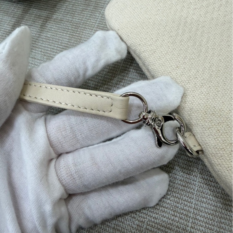 香奈兒CHANEL 經典Deauville帆布鏈帶托特包(米白)-34