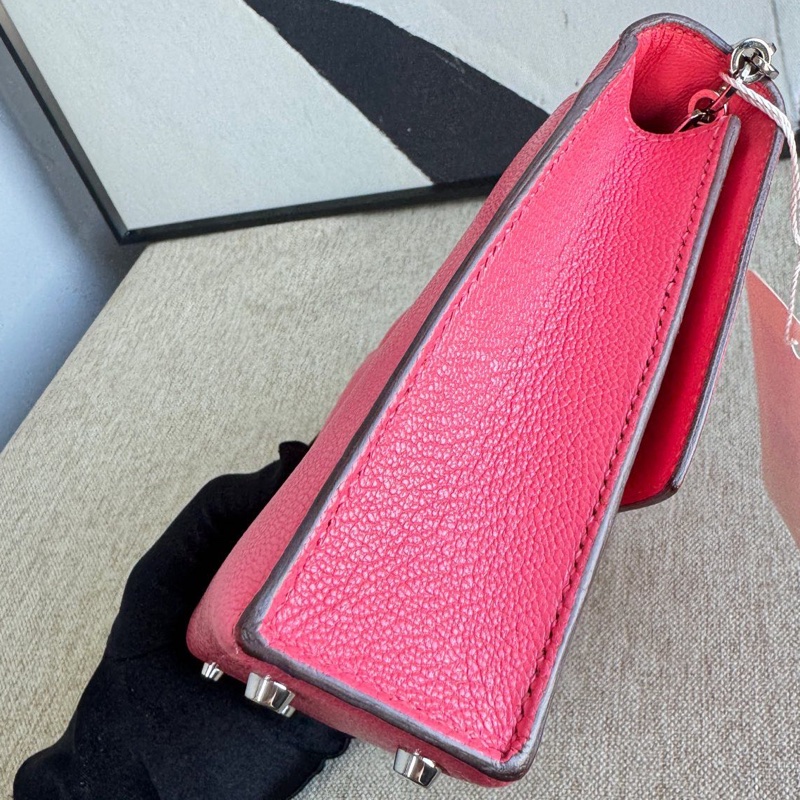 🌈Hermes💗Mini Verrou💗唇膏粉銀扣💗98新🌟手槍包🌟愛馬仕🌟-5