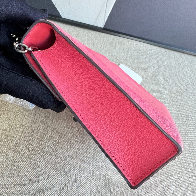 🌈Hermes💗Mini Verrou💗唇膏粉銀扣💗98新🌟手槍包🌟愛馬仕🌟-6