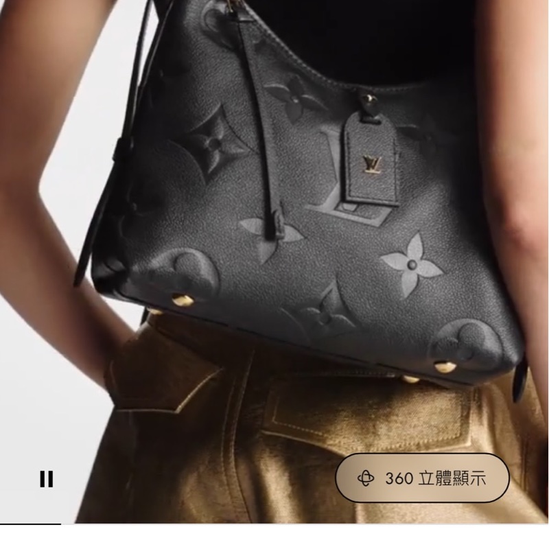LV M46288經典CarryAII PM系列Monogram Empreinte 皮革壓花肩背包 斜背包（黑色）-1