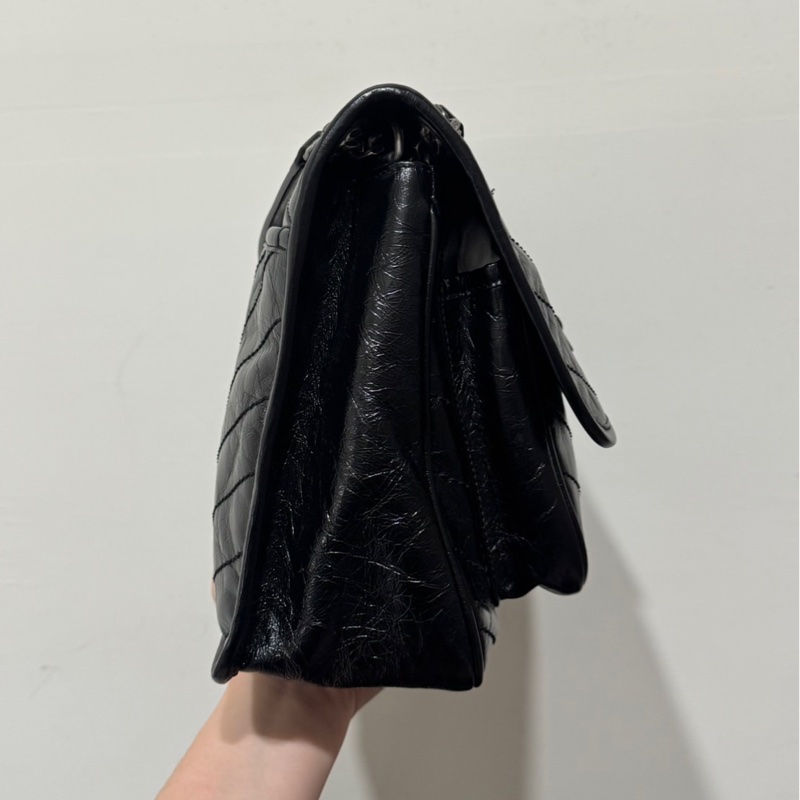 YSL NIKI 經典黑銀復古小牛皮斜背包D扣款-2