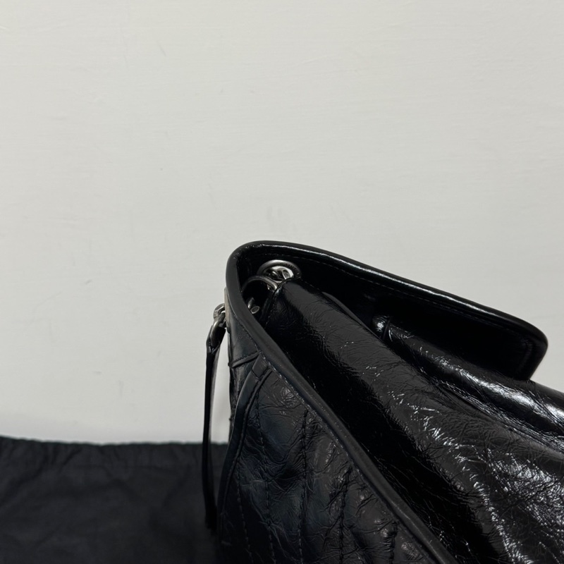 YSL NIKI 經典黑銀復古小牛皮斜背包D扣款-8