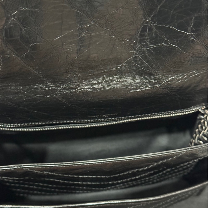 YSL NIKI 經典黑銀復古小牛皮斜背包D扣款-11