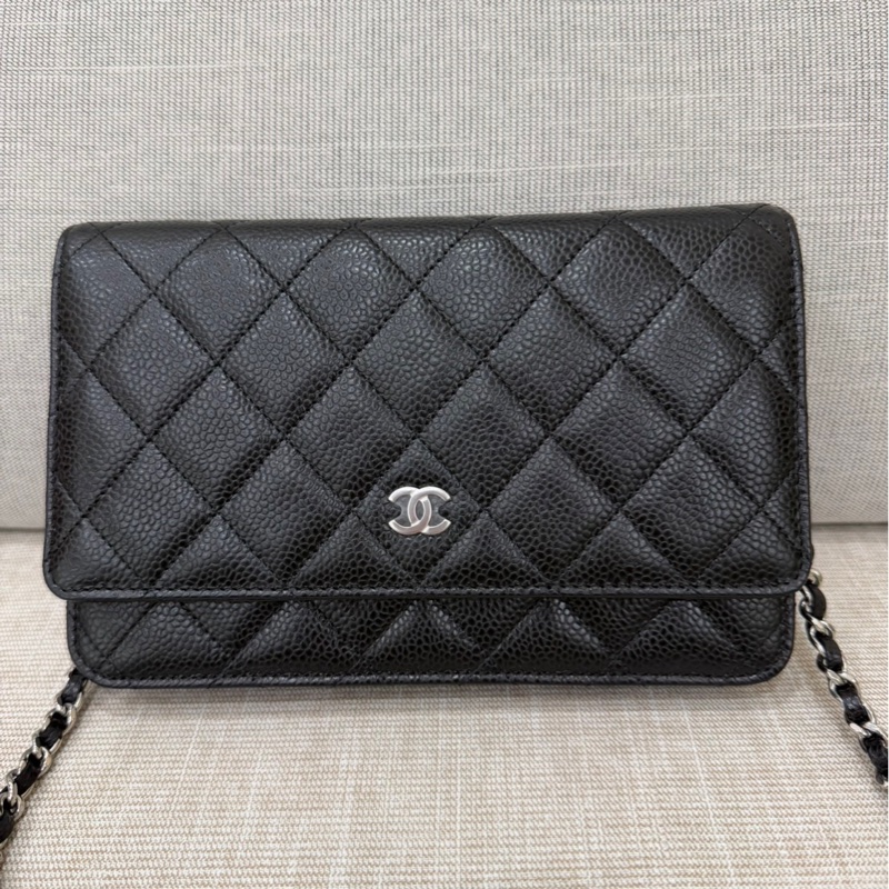 香奈兒 Chanel  經典荔枝紋牛皮 WOC 黑色 銀釦-5