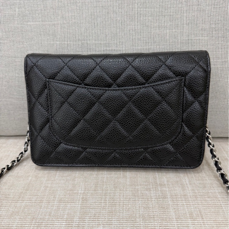 香奈兒 Chanel  經典荔枝紋牛皮 WOC 黑色 銀釦-6