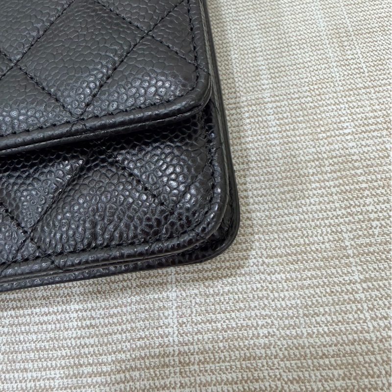 香奈兒 Chanel  經典荔枝紋牛皮 WOC 黑色 銀釦-7