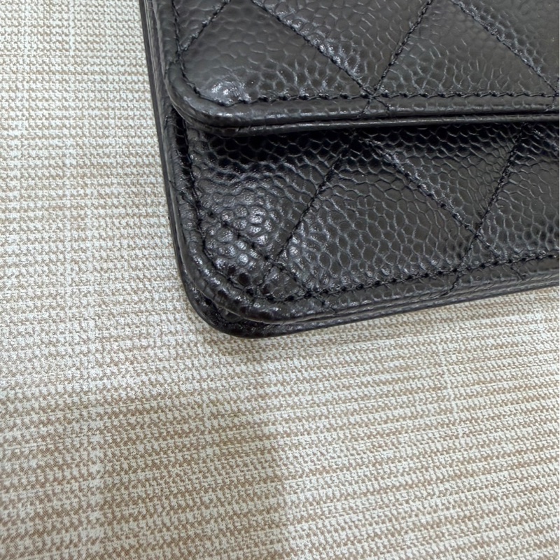 香奈兒 Chanel  經典荔枝紋牛皮 WOC 黑色 銀釦-8