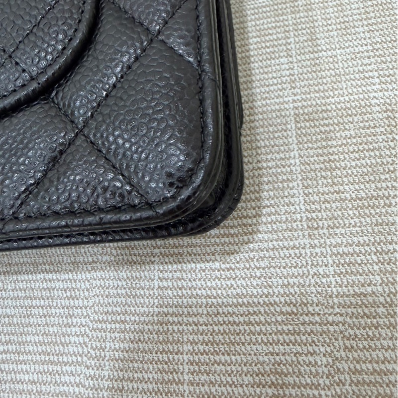 香奈兒 Chanel  經典荔枝紋牛皮 WOC 黑色 銀釦-9