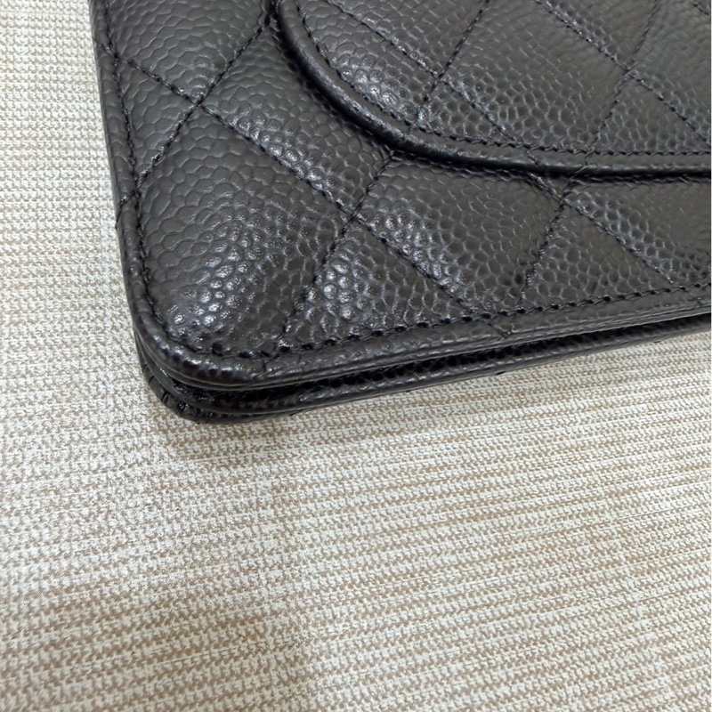 香奈兒 Chanel  經典荔枝紋牛皮 WOC 黑色 銀釦-10