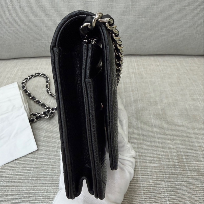 香奈兒 Chanel  經典荔枝紋牛皮 WOC 黑色 銀釦-11