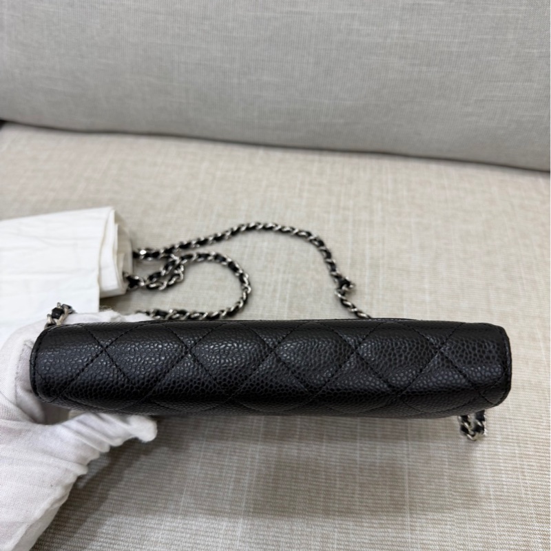 香奈兒 Chanel  經典荔枝紋牛皮 WOC 黑色 銀釦-14