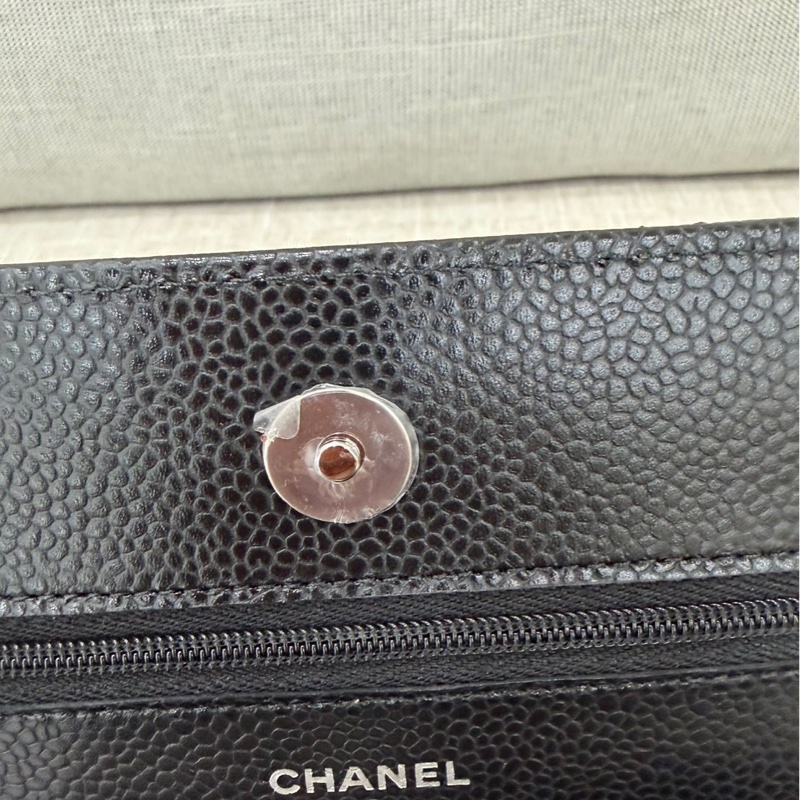 香奈兒 Chanel  經典荔枝紋牛皮 WOC 黑色 銀釦-17