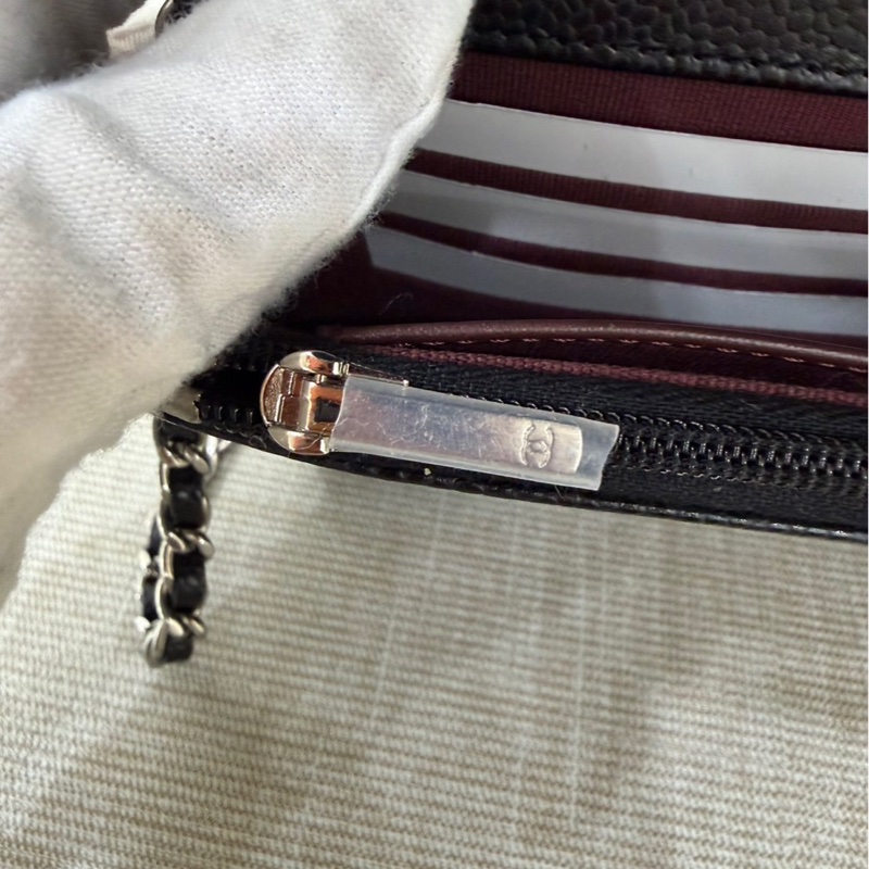 香奈兒 Chanel  經典荔枝紋牛皮 WOC 黑色 銀釦-20