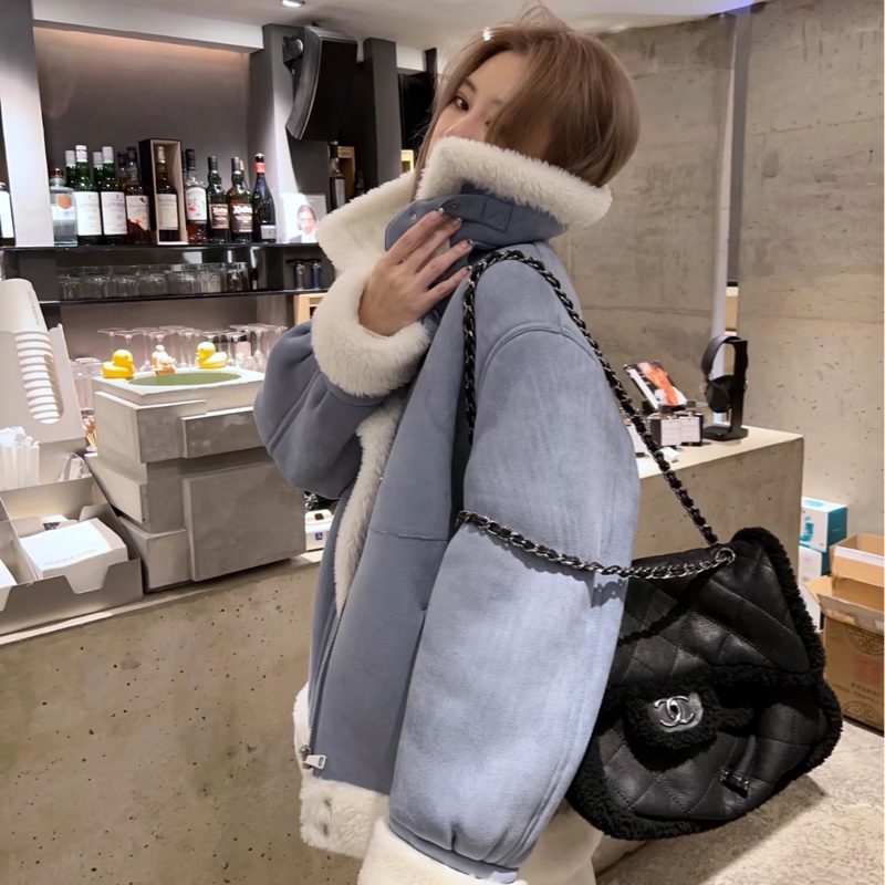 Chanel 黑銀羔羊毛🧸泰迪熊毛毛CF Black銀色雙鏈-2