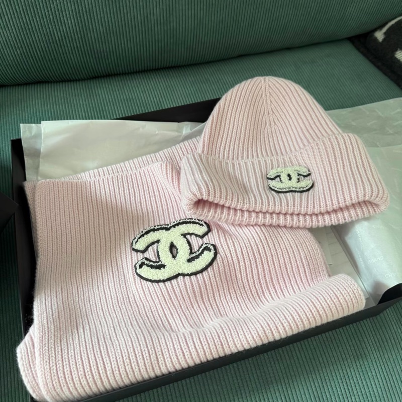 Chanel 全新 現貨 立體雙C 粉色 圍巾-2